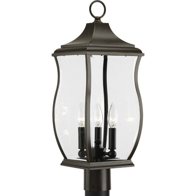 Progress Lighting Township 3 light Post Lantern Oil Rubbed Bronze Etched Glass Shade