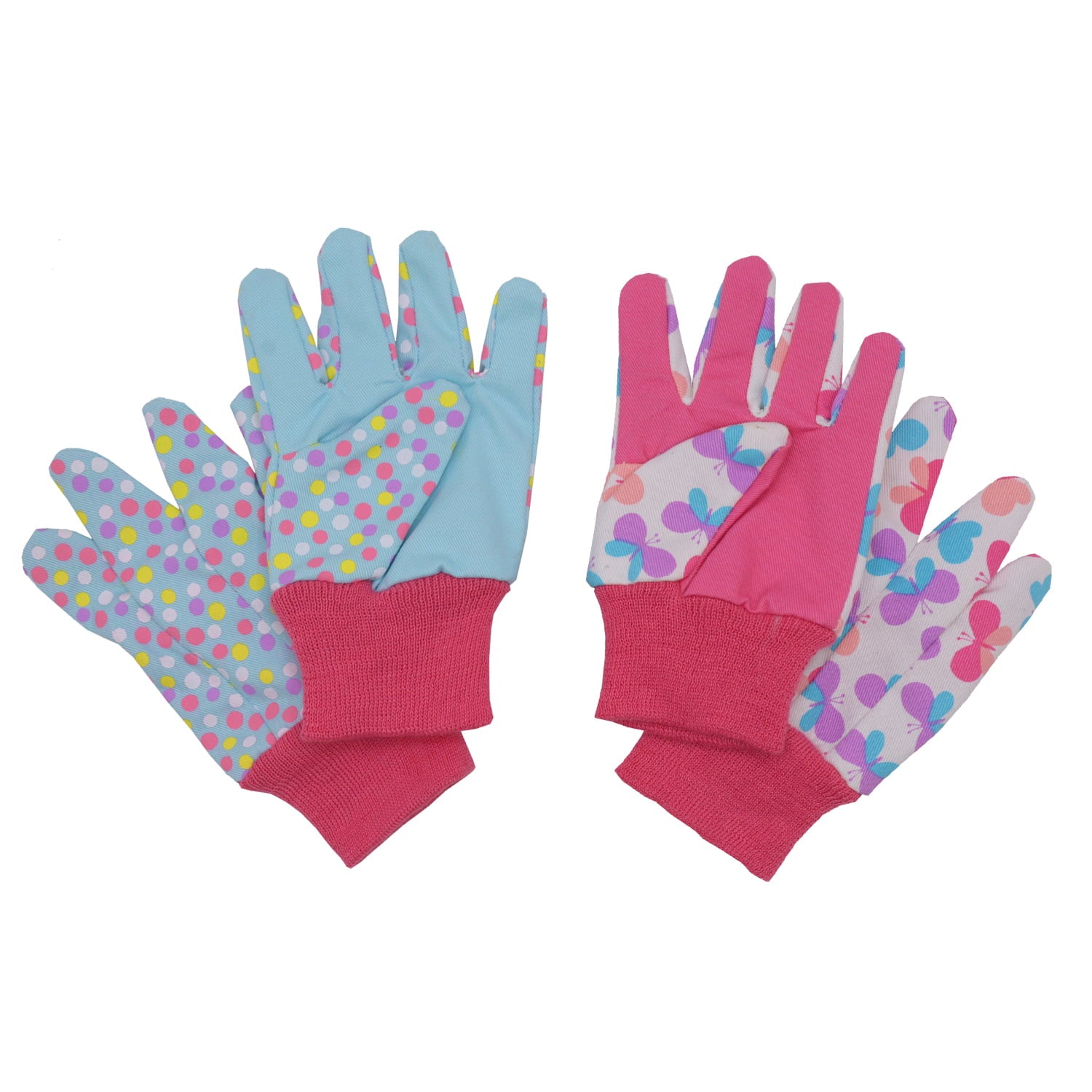 HANDLANDY 2 Pairs Kids Cotton Garden Gloves, DIY Gloves for Age 5-6, Small, Pink