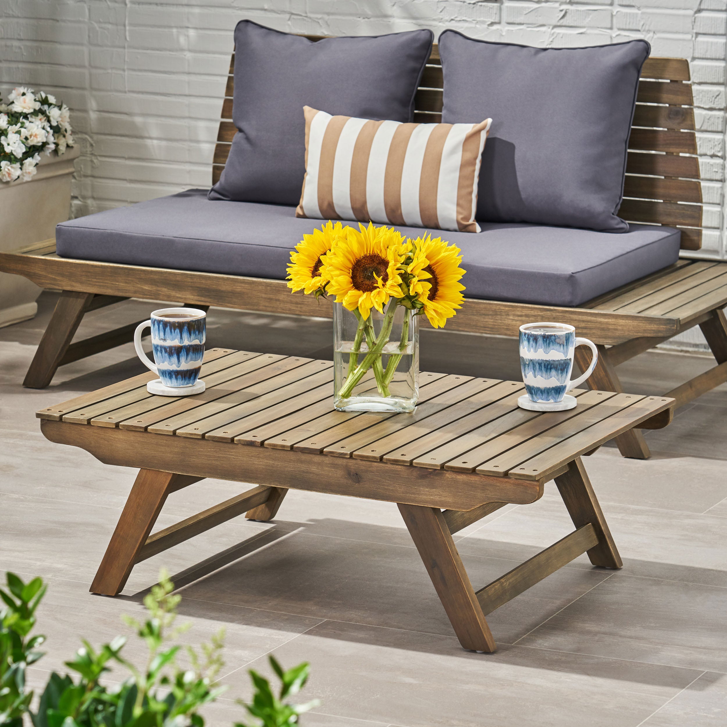 Kailee Outdoor Wooden Coffee Table, Gray Finish