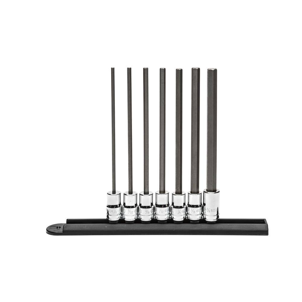 GEARWRENCH 38 in. Drive SAE Long Length Hex Bit Socket Set (7-Piece) 82537