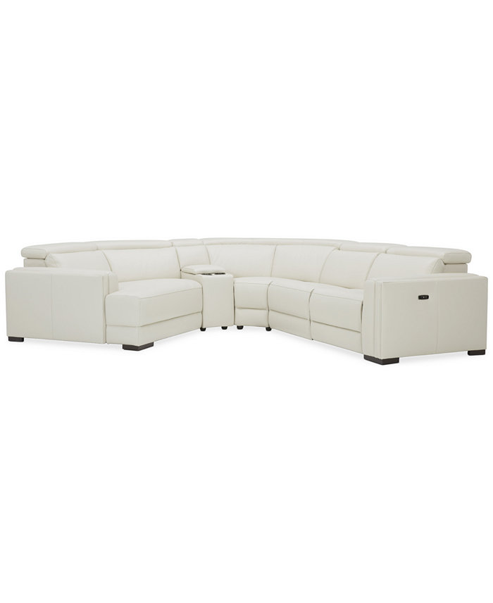 Furniture Jenneth 5-Pc. Leather Sofa with 2 Power Motion Recliners and Cuddler