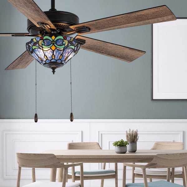 a River of Goods Oil-Rubbed Bronze and Stained Glass 52-Inch 3-Light Remote-Controlled Ceiling Fan Shopping - The Best Deals on Ceiling Fans | 40803857