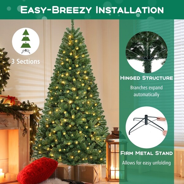 Artificial Christmas Tree with Branch Tips and Warm White LED Lights