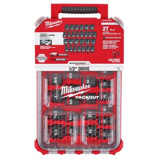 MW SHOCKWAVE Impact-Duty 12 in. Drive Metric and SAE Standard Impact PACKOUT Socket Set (27-Piece) 49-66-6804