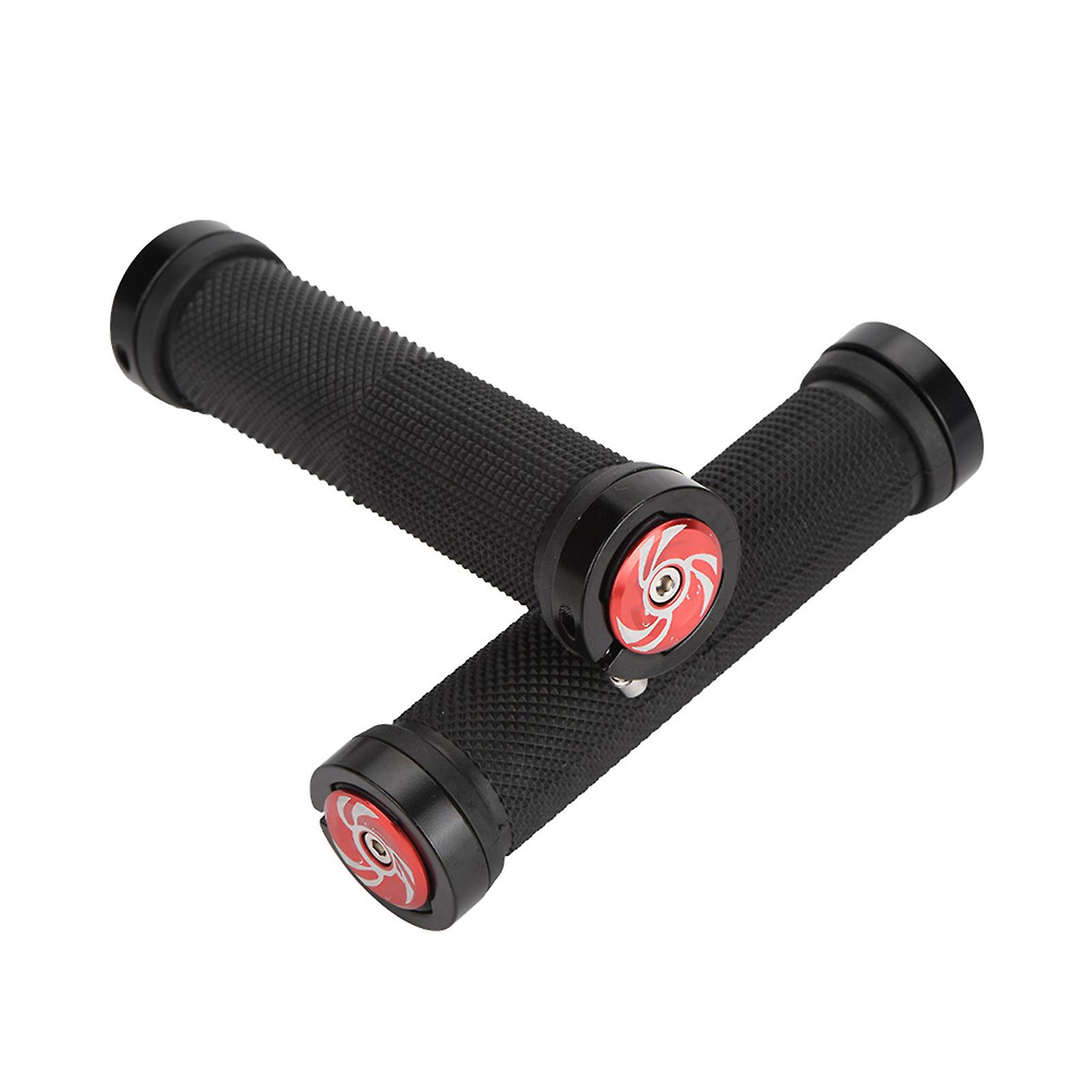 1 Pair Cycling Handle Bar End Bike Bicycle Lock On Handlebar Grips Accessory (red)