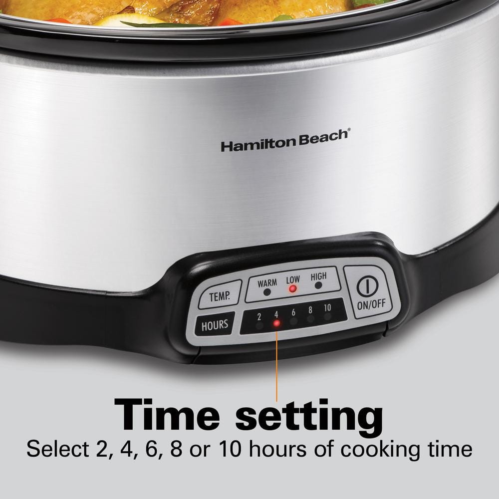 Hamilton Beach 7 Qt. Programmable Stainless Steel Slow Cooker with Built-In Timer and Temperature Settings 33473