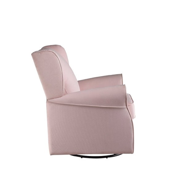 35 Inch Accent Swivel Chair， Glider， Nailhead Trim， Light Pink