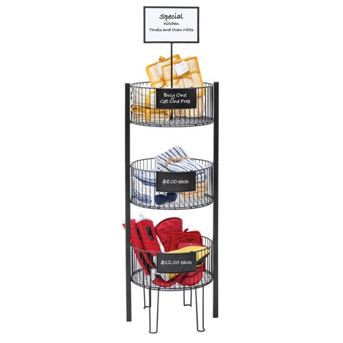 Central Exclusive QuickStackandtrade; Black Wire 3-Tier Dump Bin With Signage - 18