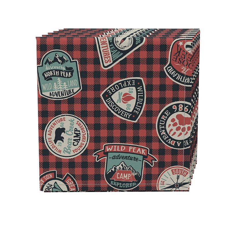 Napkin Set of 4， 100% Cotton， 20x20， Mountain Explorer Plaid
