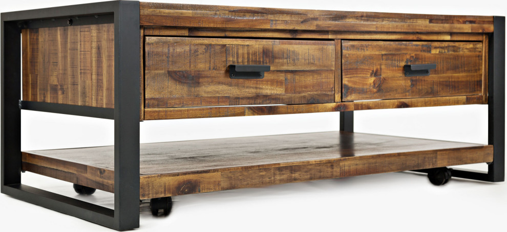 Loftworks Cocktail Table With Drawers   Industrial   Coffee Tables   by HedgeApple  Houzz