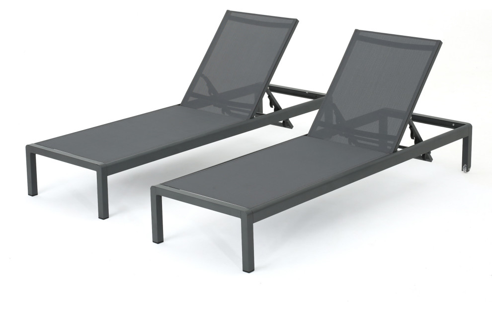 GDF Studio 7 Piece Coral Bay Outdoor Gray Aluminum Chat Set With Pair of Lounges   Transitional   Outdoor Lounge Sets   by GDFStudio  Houzz