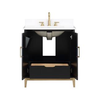 BEMMA Gracie 30 in. W x 22 in. D x 38 in. H Single Sink Freestanding Bath Vanity in Midnight Black with White Quartz Top V-GR30SFM-04BS-C03S-3