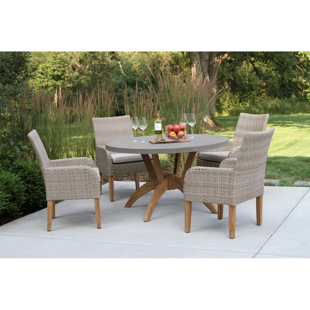 Nadine 5 pc. Teak Dining Set with Ash Wicker Chairs