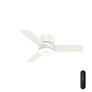 Hunter Minimus 44 in. Low Profile Integrated LED Indoor Fresh White Ceiling Fan with Light Kit and Remote 59452