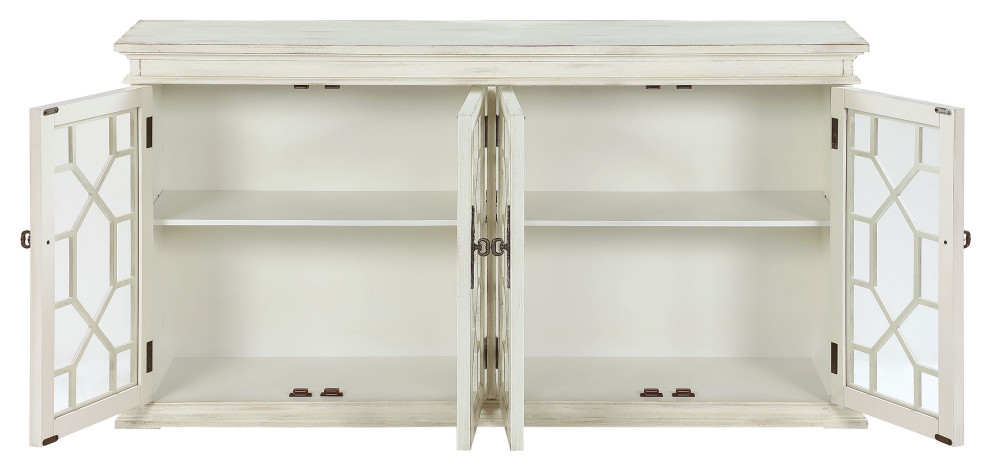 Kiara 4 door Accent Cabinet With Adjustable Shelves White   Modern   Accent Chests And Cabinets   by Modon  Houzz