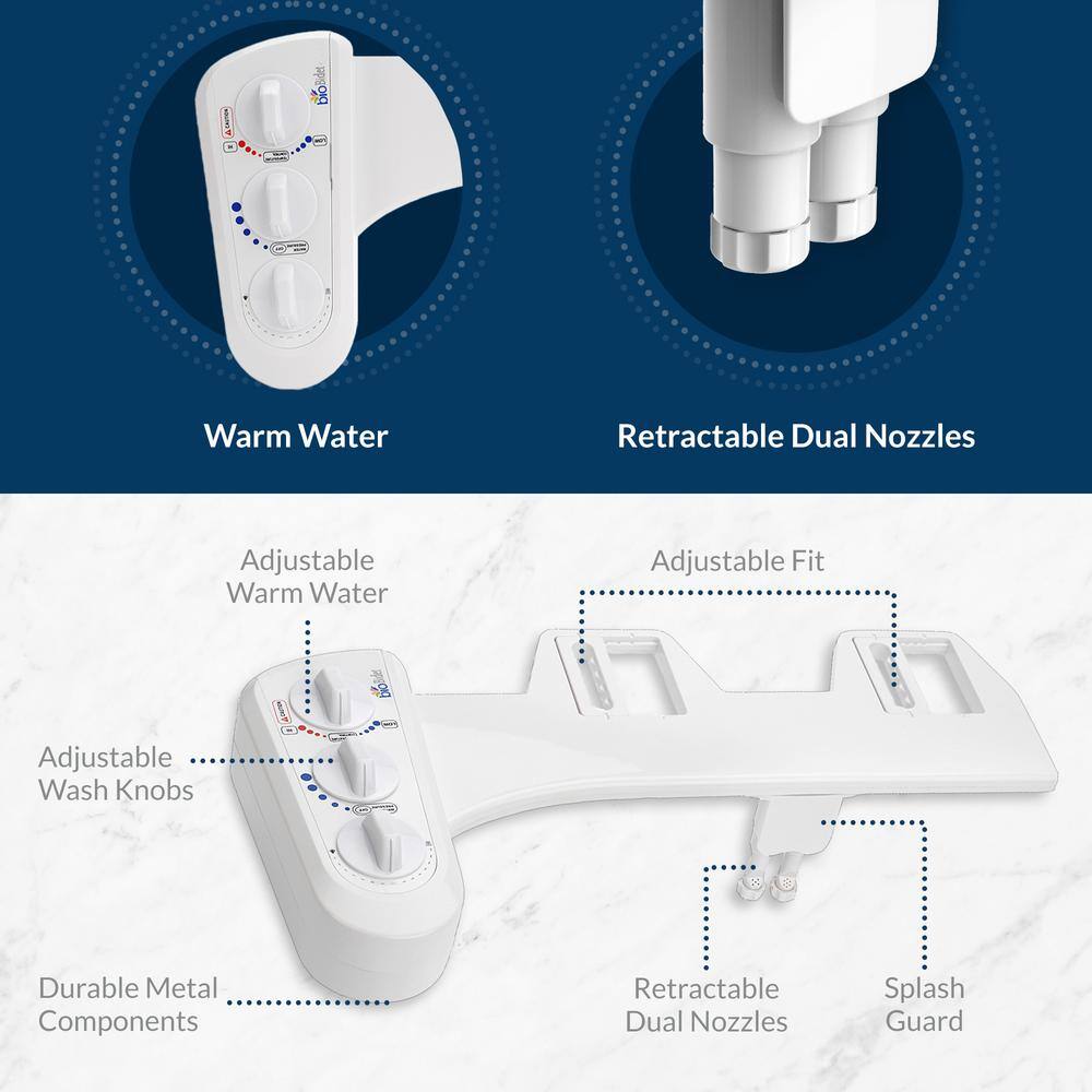 bioBidet BB-270 Non-Electric Economy Class DUO Bidet Attachment in White BB-270