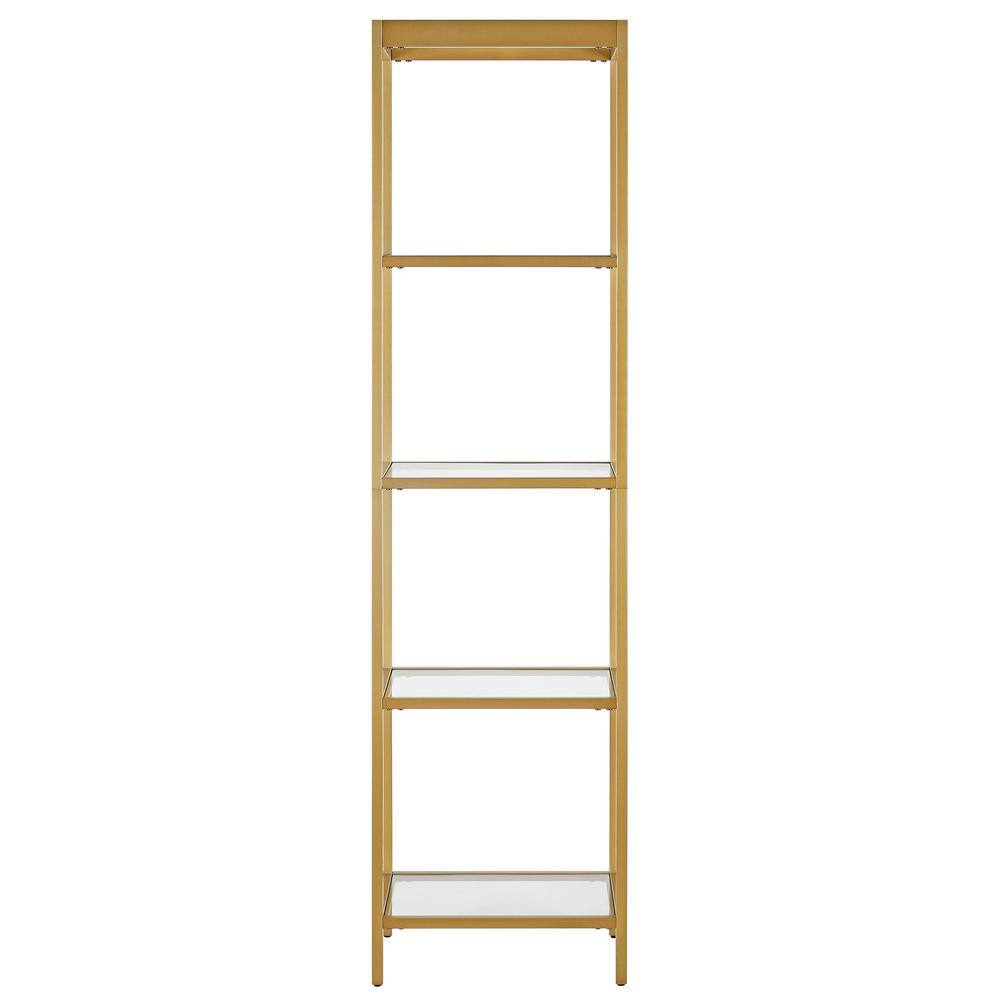 MeyerCross Alexis 70 in. Brass 4-Shelf Standard Bookcase BK0817