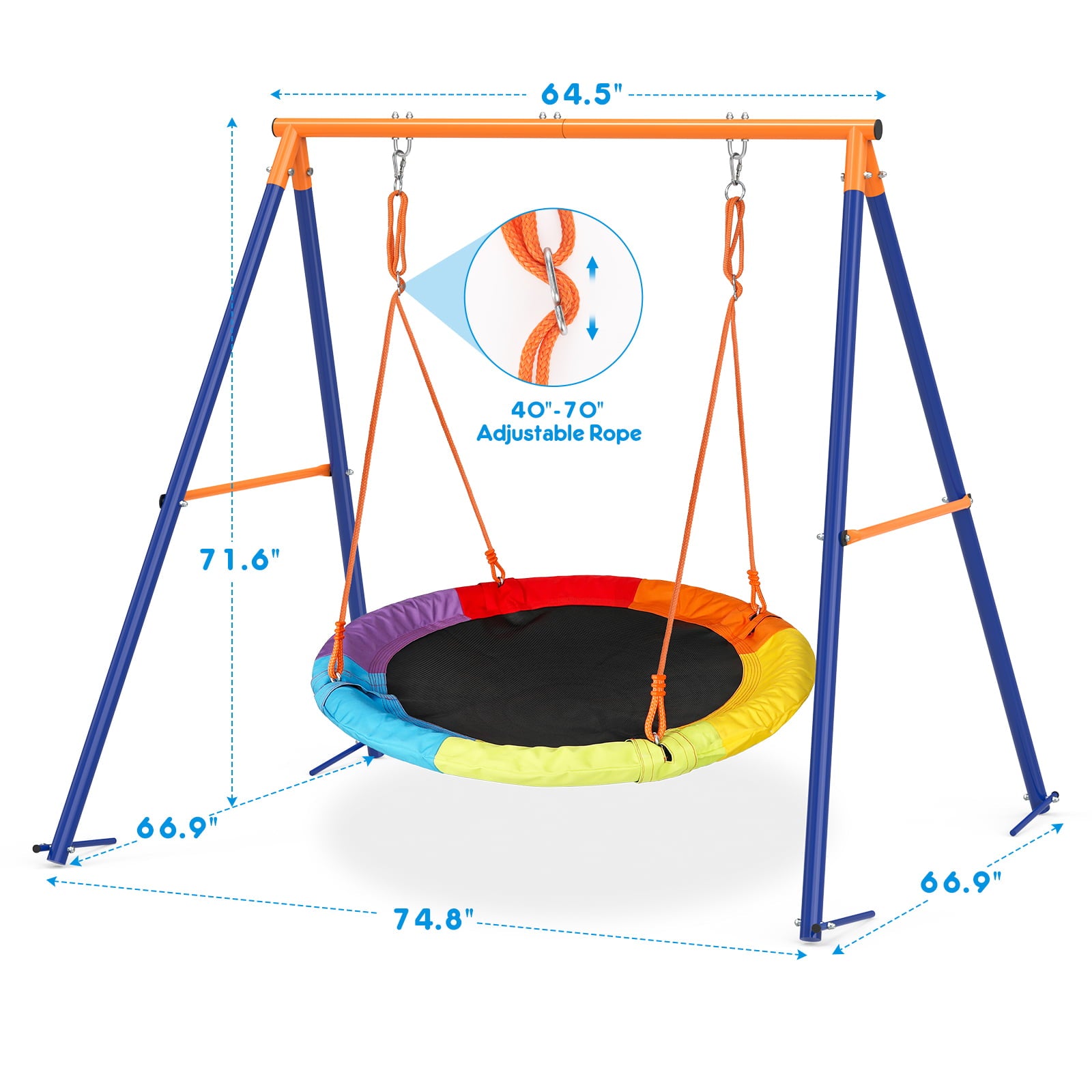 GIKPAL Swing Sets for Outside 440lbs Kids Swing Set with 1 40