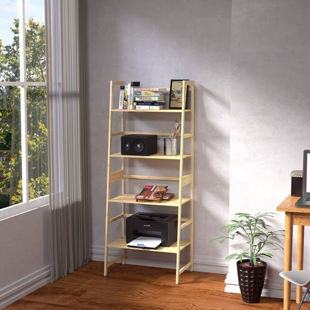 WTZ Bookshelf  Ladder Bookcase  4 Tier Tall Book case for Bedroom  Living Room  Office   20.6\