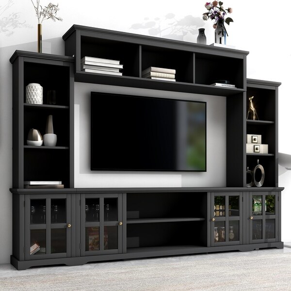 Minimalist Entertainment Wall Unit with Bridge for TV Up to 65 Inches