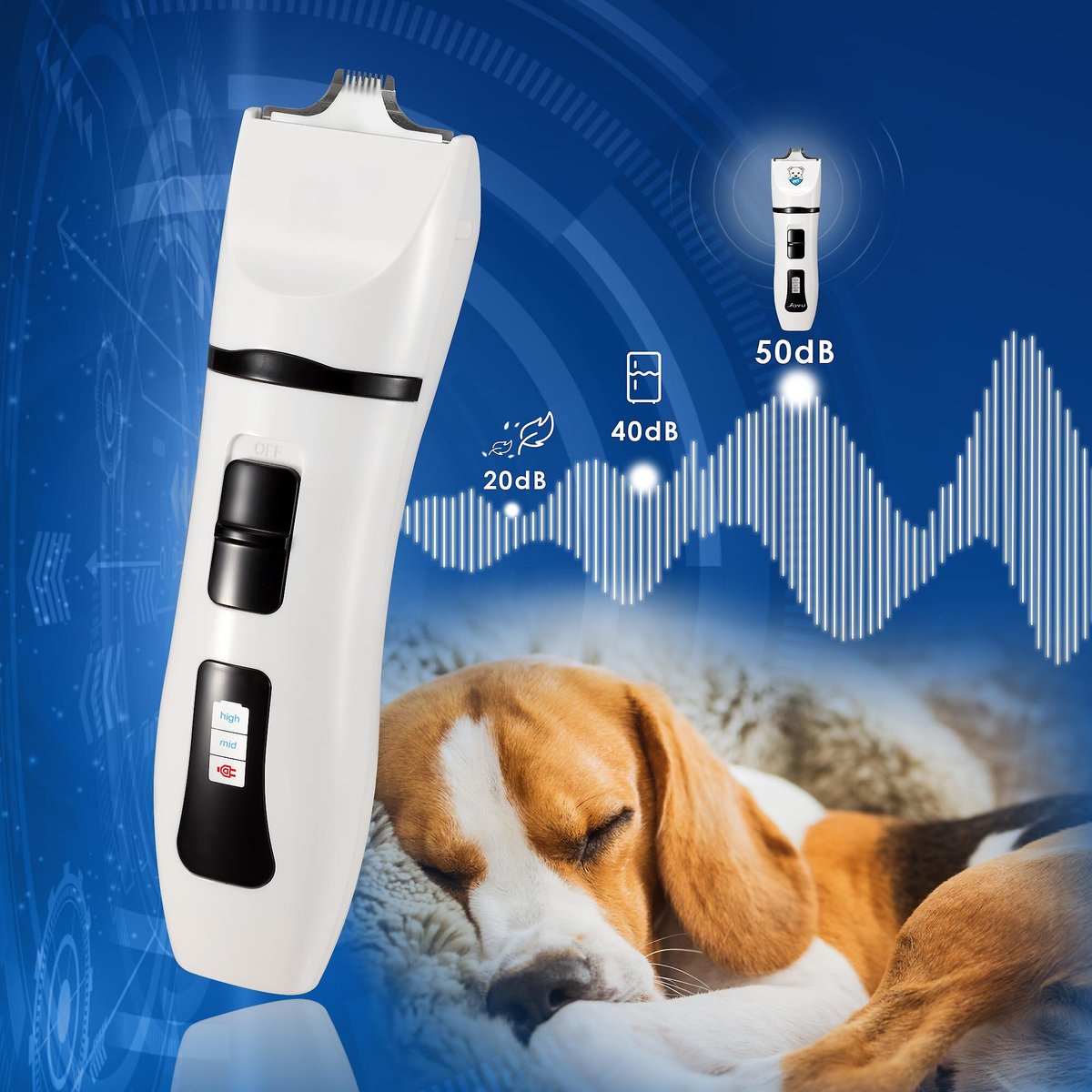 Bousnic Ceramic Removable Blade Dog and Cat Grooming Clipper， White