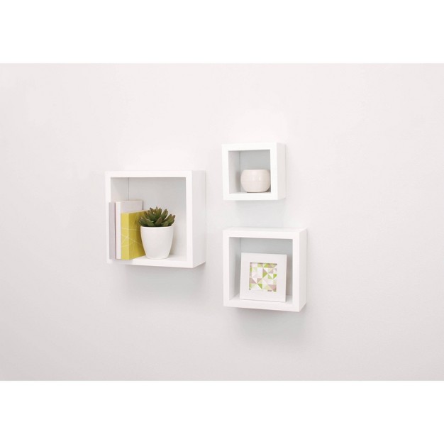 Set Of 3 Cubbi Floating Wall Shelves White