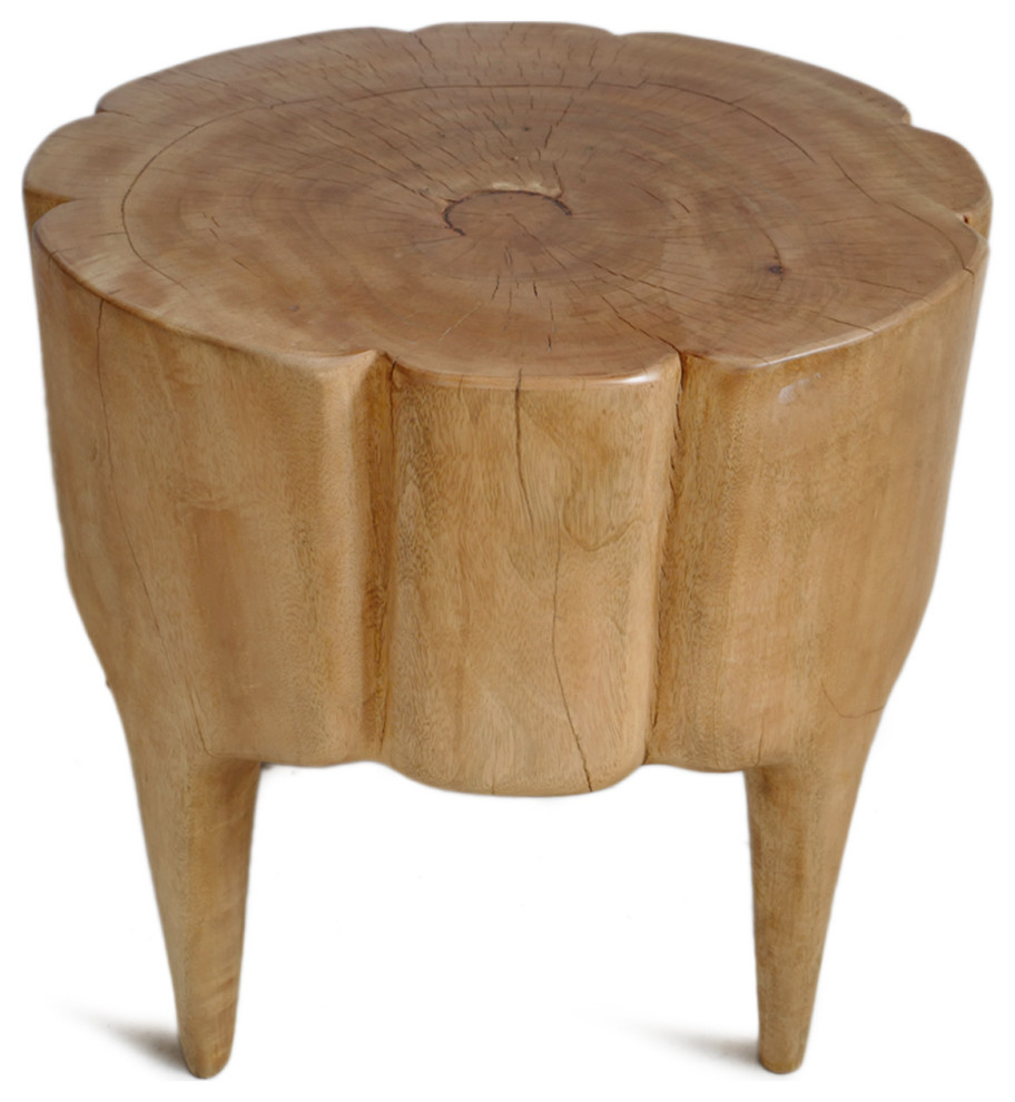 Natural Scallop Stump Stool   Rustic   Side Tables And End Tables   by Design Mix Furniture  Houzz