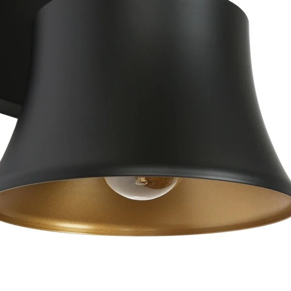 Mid-Century Modern Gold 1-Light Bathroom Vanity Light Transitional Black Metal Wall Sconces - L 5.9