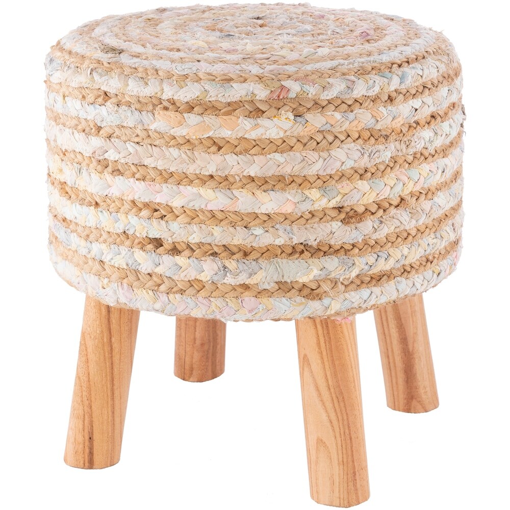 Artistic Weavers Baeley Hand Crafted Bohemian Jute and Wood Foot Stool