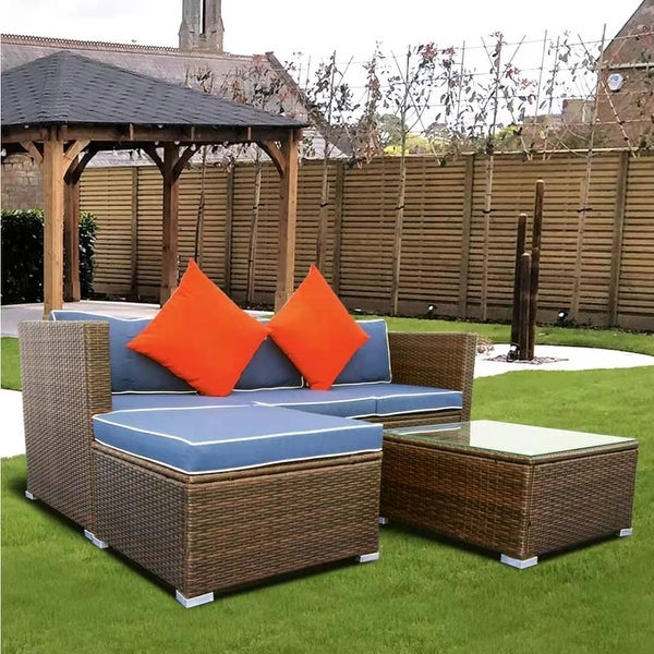 3 Piece Patio Sectional Wicker Rattan Outdoor Furniture Sofa Set - Overstock - 36059079