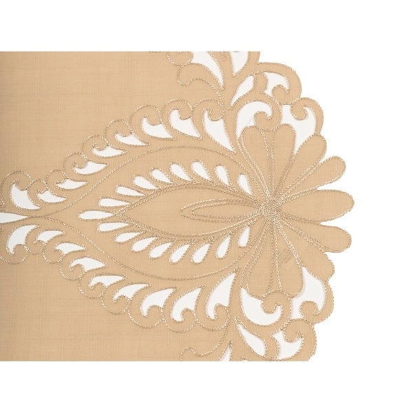 Wilshire Embroidered Cutwork Table Runner， 16 by 36-Inch， Beige