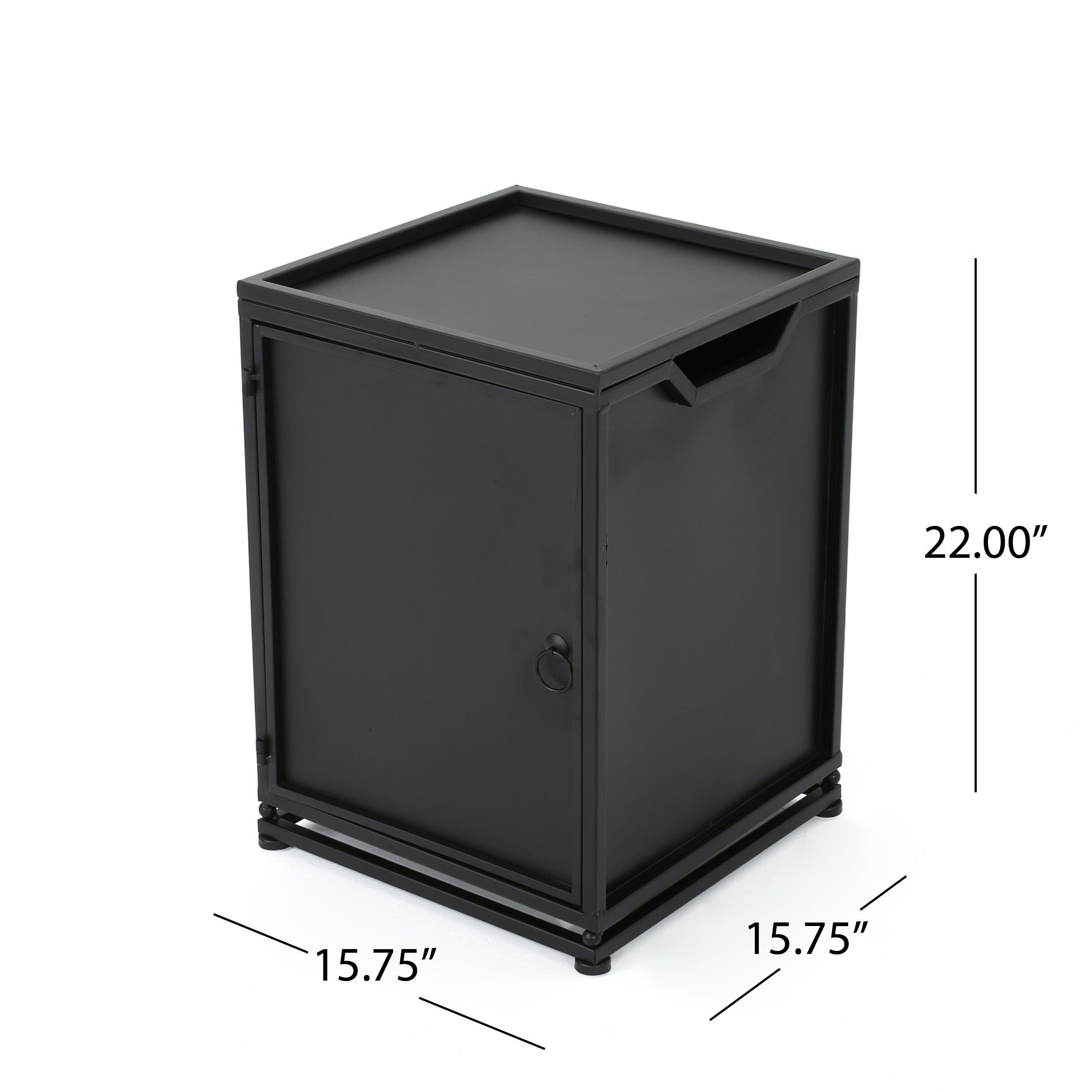 Lecanto Outdoor Metal Tank Holder Side Table, Matte Black