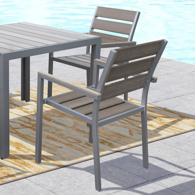 2pk Outdoor Dining Chairs Sun Bleached Gray Corliving