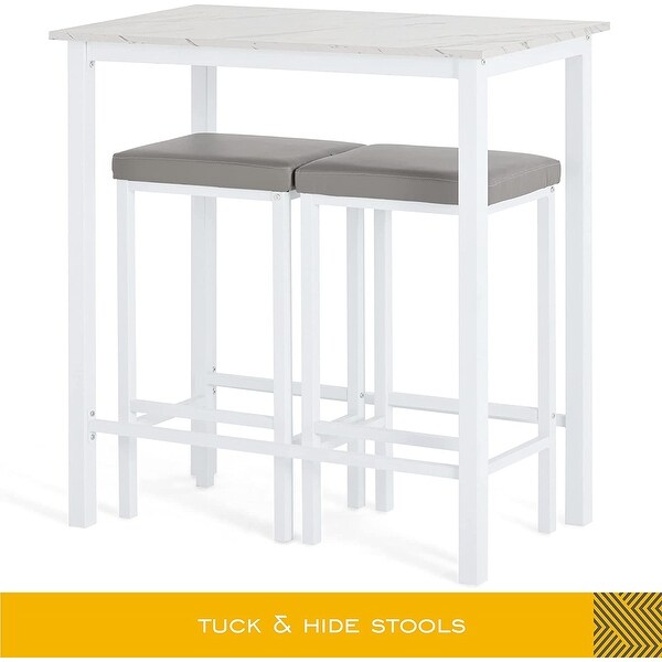 3-Piece Pub Bar Table Set Counter Height Breakfast Nook with 2 Stools