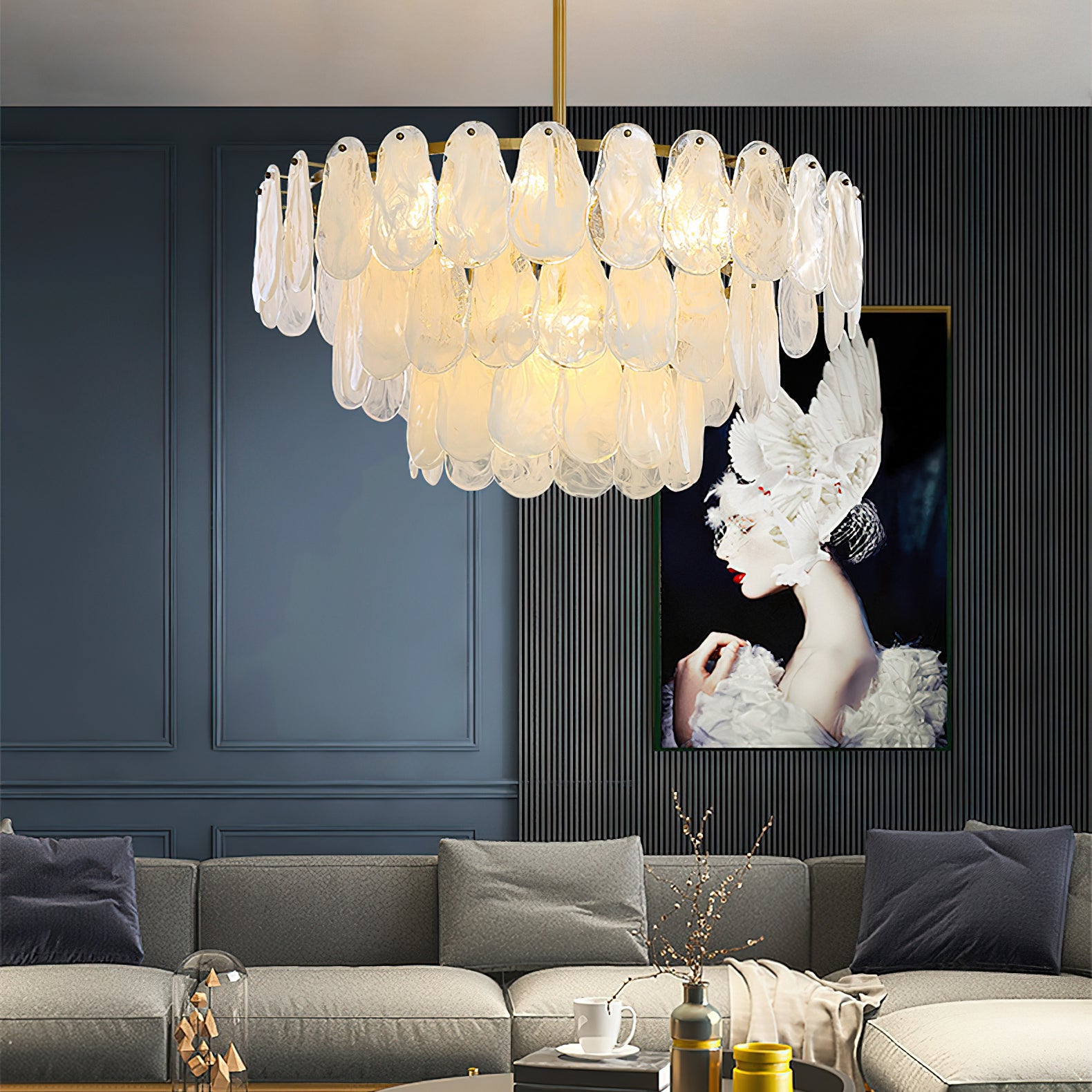 Round Cloud Glass Chandelier