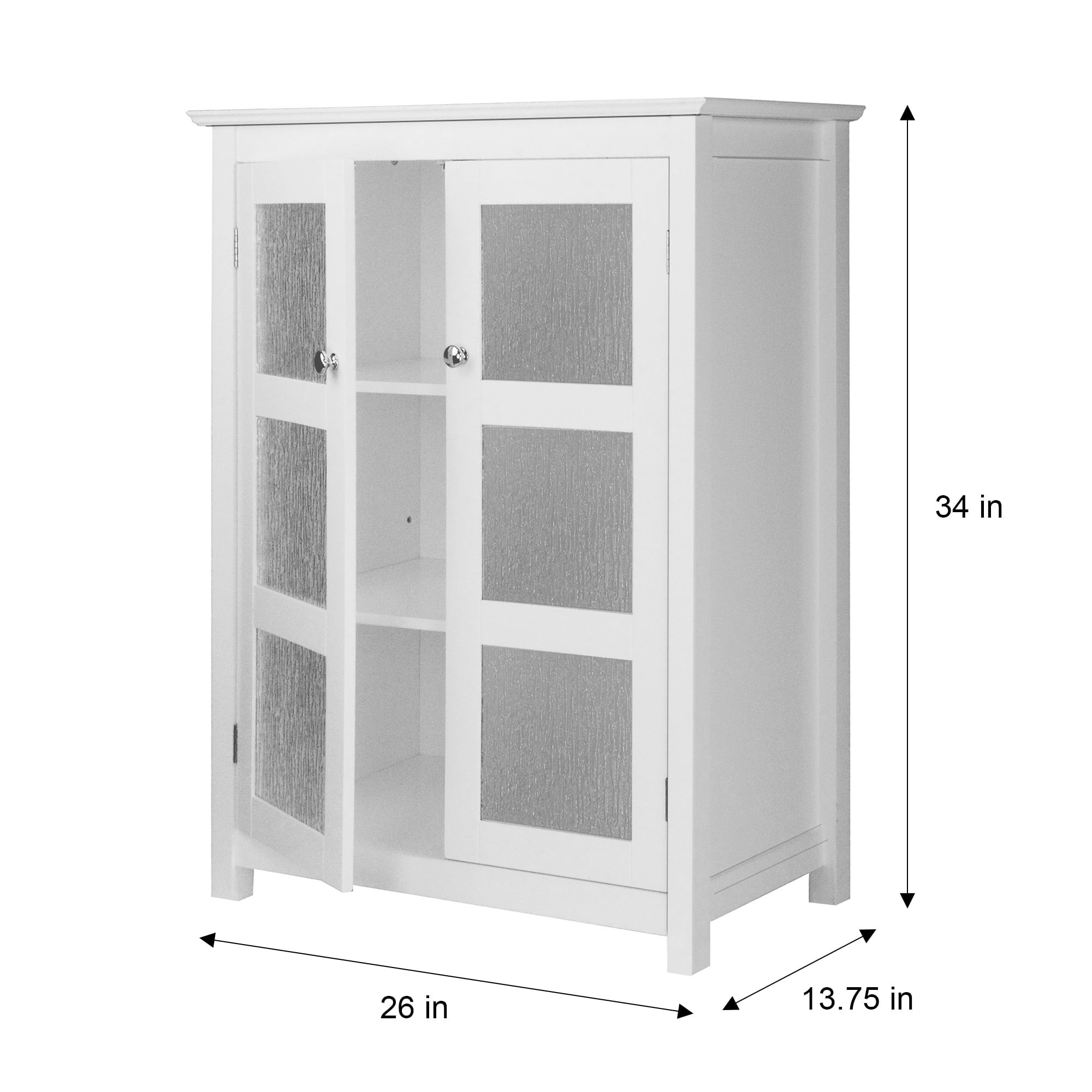 Teamson Home Connor Floor Cabinet with 2 Glass Doors Cover white