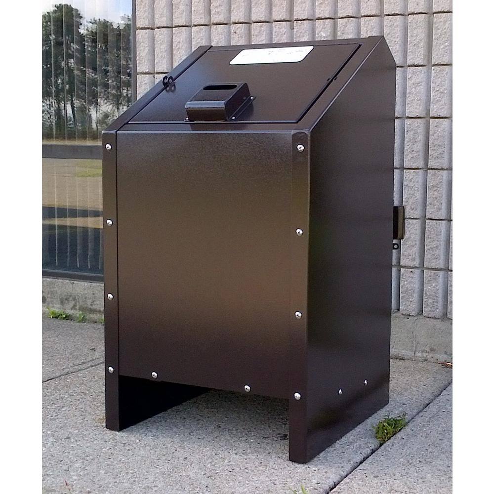 Paris 34 Gal. Metal Animal Proof Trash Can in Brown 461-311-0002