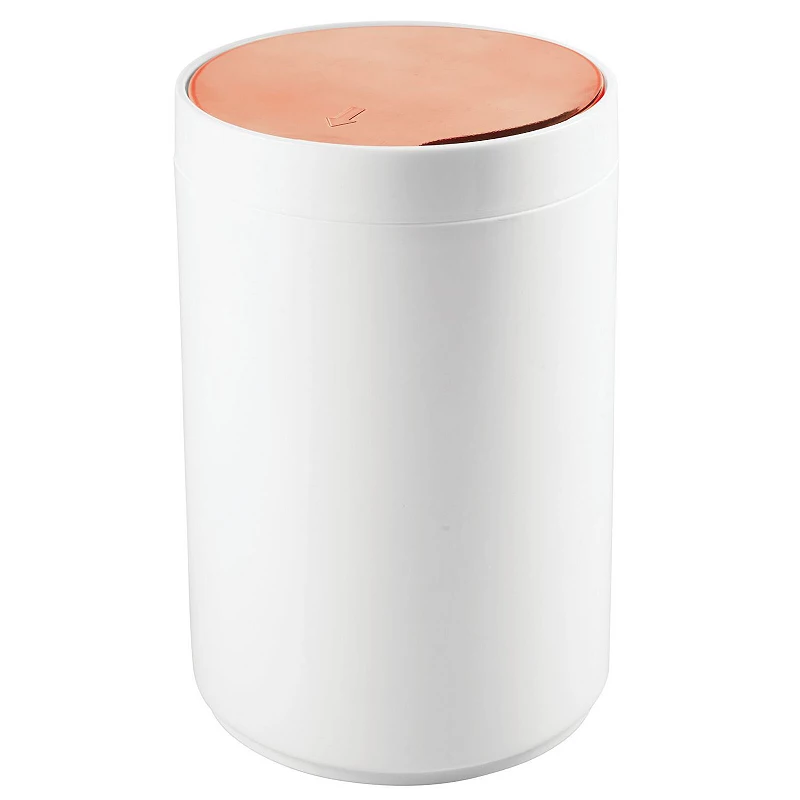 mDesign Plastic Small Round Trash Can Wastebasket， Swing Lid