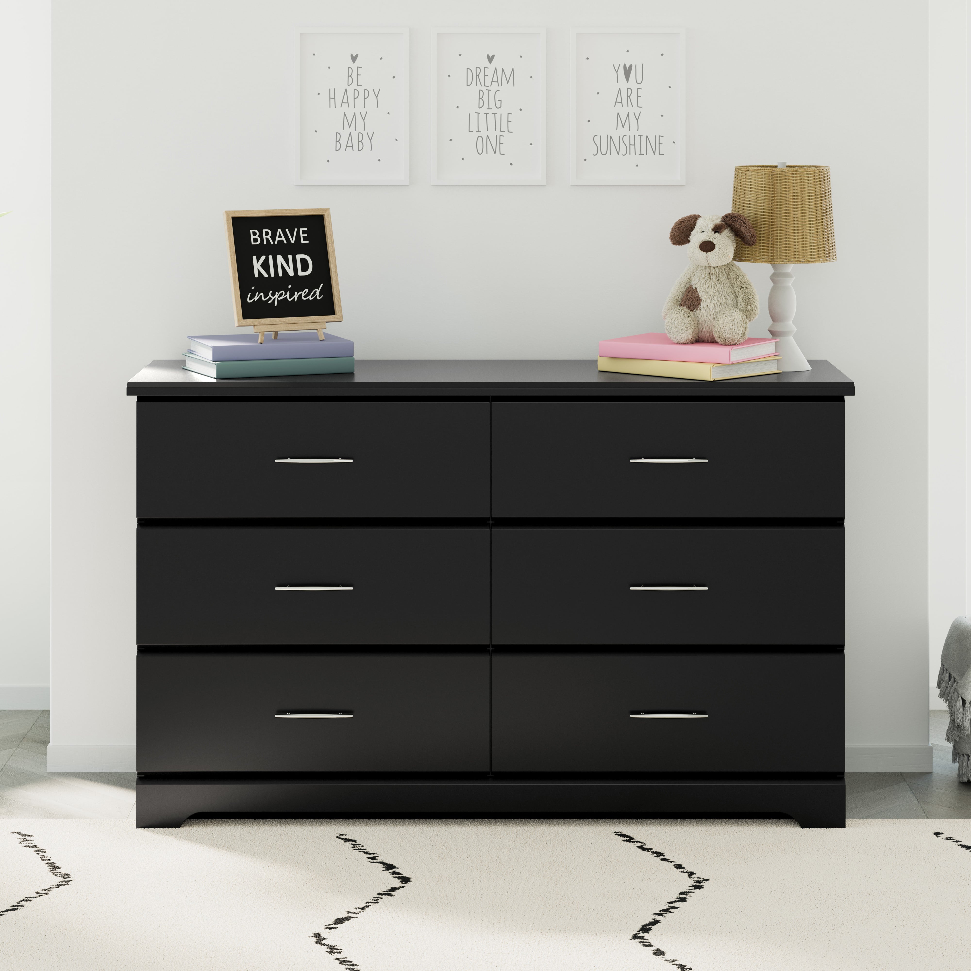 Storkcraft Brookside 6 Drawer Modern Double Dresser Black