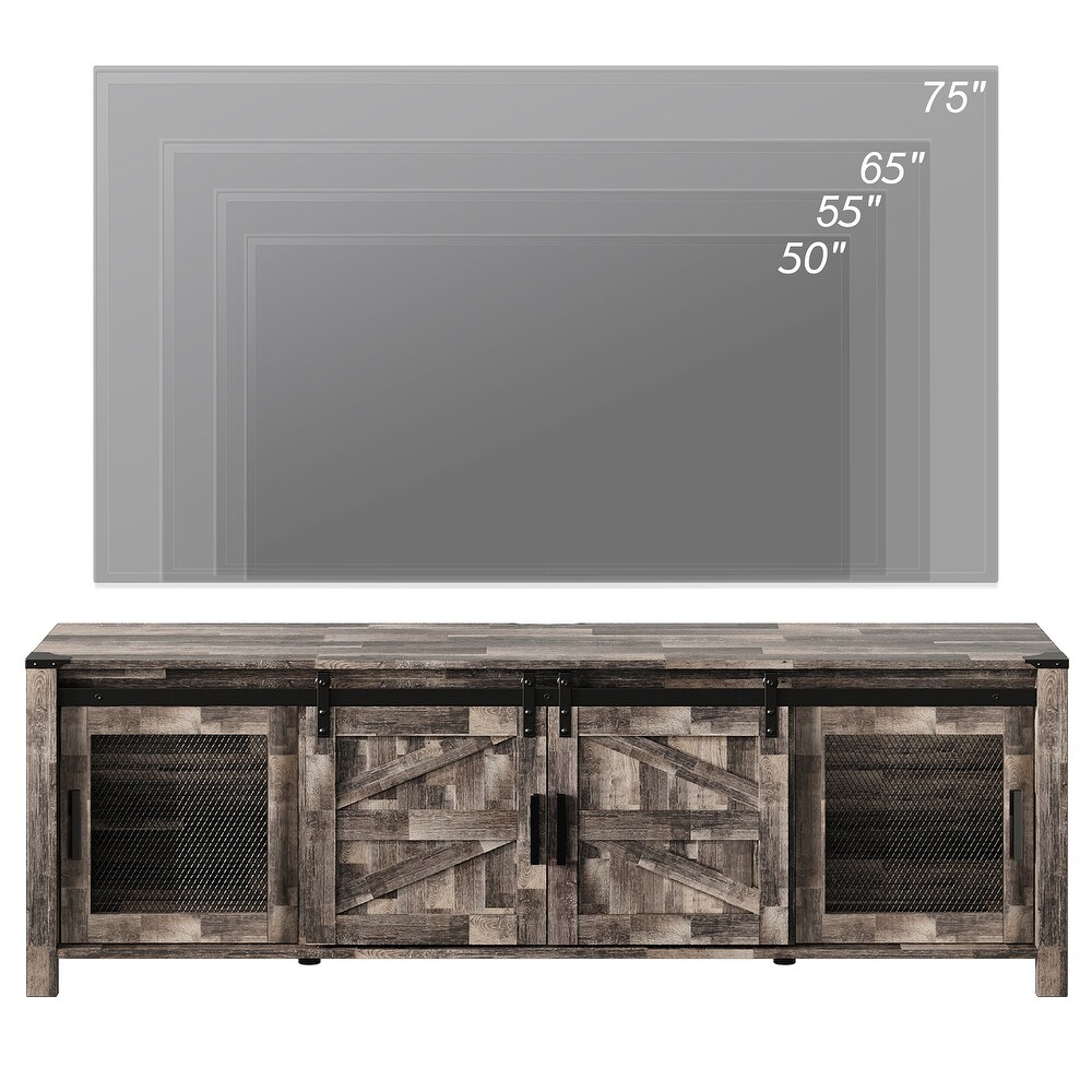 Sliding Barn Door TV Stand Cabinet  Entertainment Center for 75\