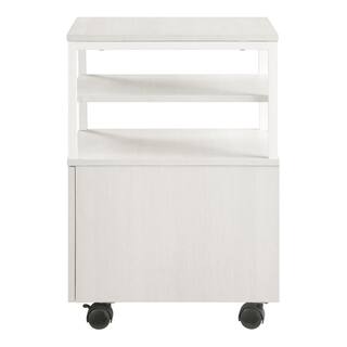 OSP Home Furnishings Contempo White Oak Mobile Cart with Campanula White Metal CNT15-WK