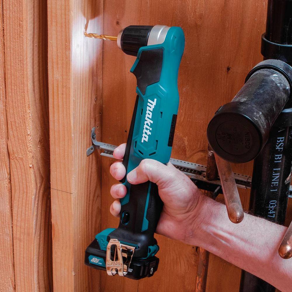 Makita 12V max CXT Lithium-Ion Cordless 38 in. Right Angle Drill Kit (2.0 Ah) AD04R1