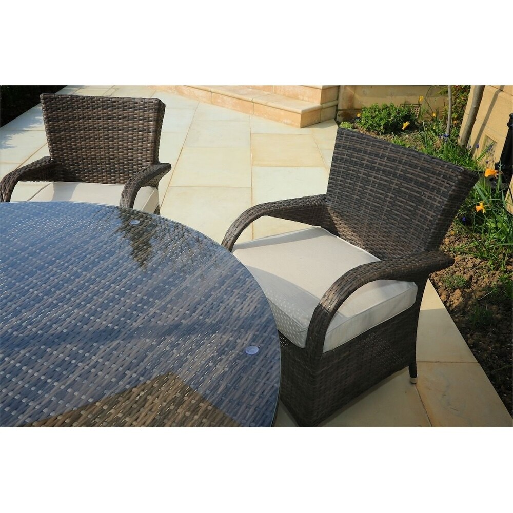 Outdoor 7 Piece Wicker Dining Set Patio Round Table with Eton Chairs