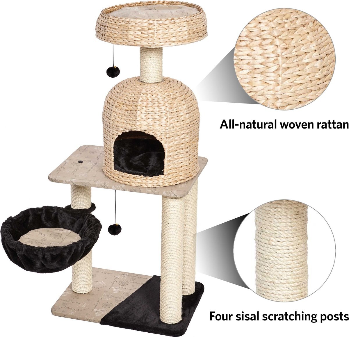 MidWest Feline Nuvo Reid 51.75-in Modern Wicker Cat Tree and Condo