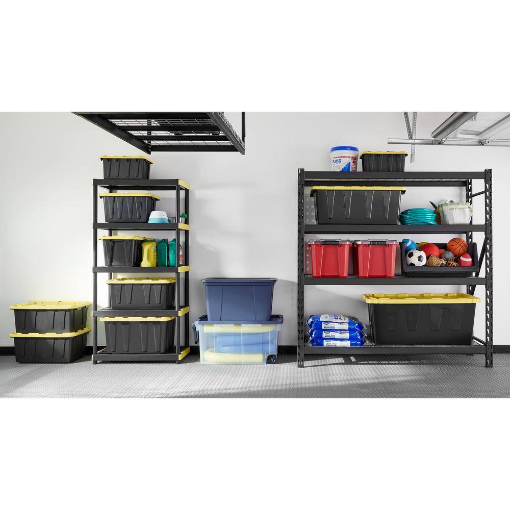 HDX 5-Tier Plastic Garage Storage Shelving Unit in Black (36 in. W x 74 in. H x 18 in. D) 241592