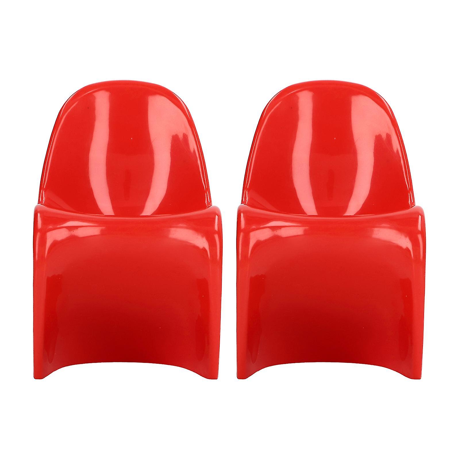 2pcs Miniature Chair 1/6 Scale Casual Cute Style DIY Small Plastic Material 14x9x8cm Doll House Toys for Ornaments Red