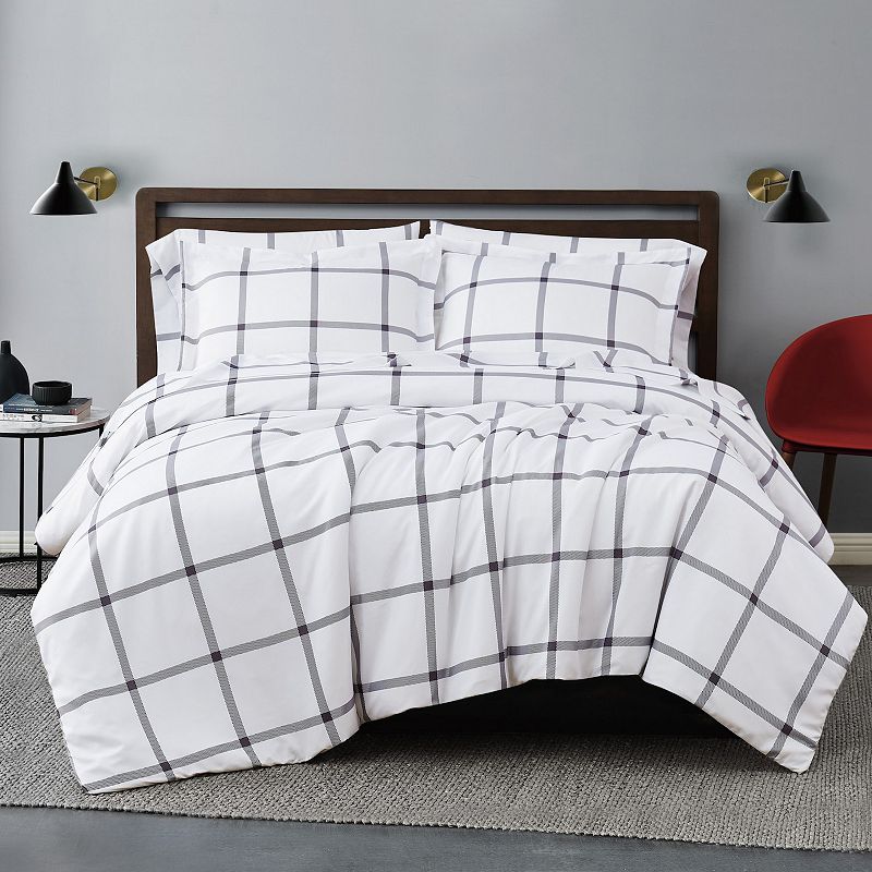 Truly Soft Printed Windowpane 3-Piece Comforter Set