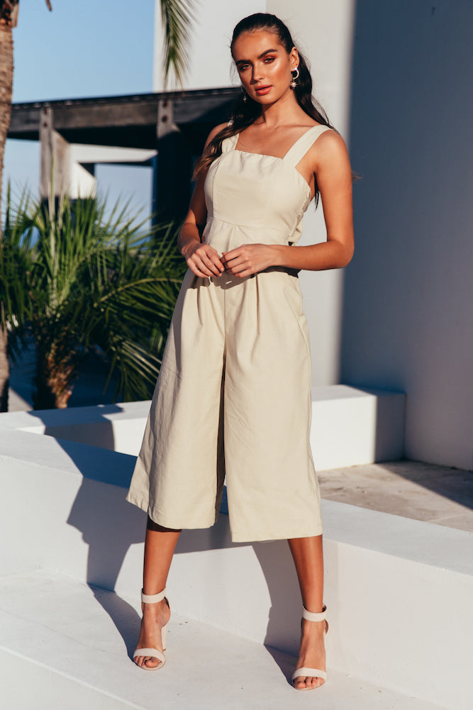 Long Haul Flight Jumpsuit Beige