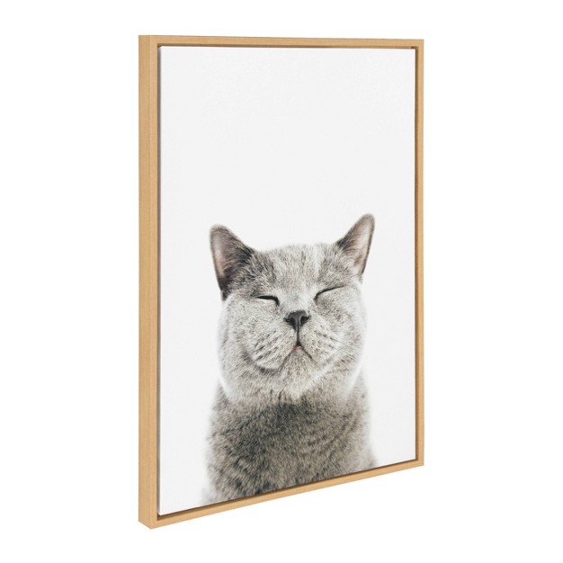 X 24 quot Sylvie Smiling Cat Framed Canvas By Amy Peterson Natural Kate amp Laurel All Things Decor