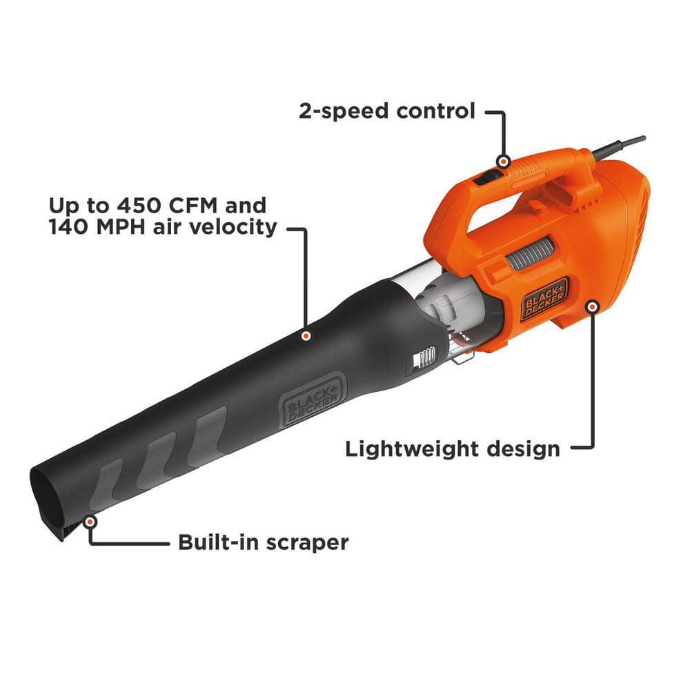 BLACKDECKER 9 AMP 140 MPH 450 CFM Corded Electric Handheld Axial Leaf Blower